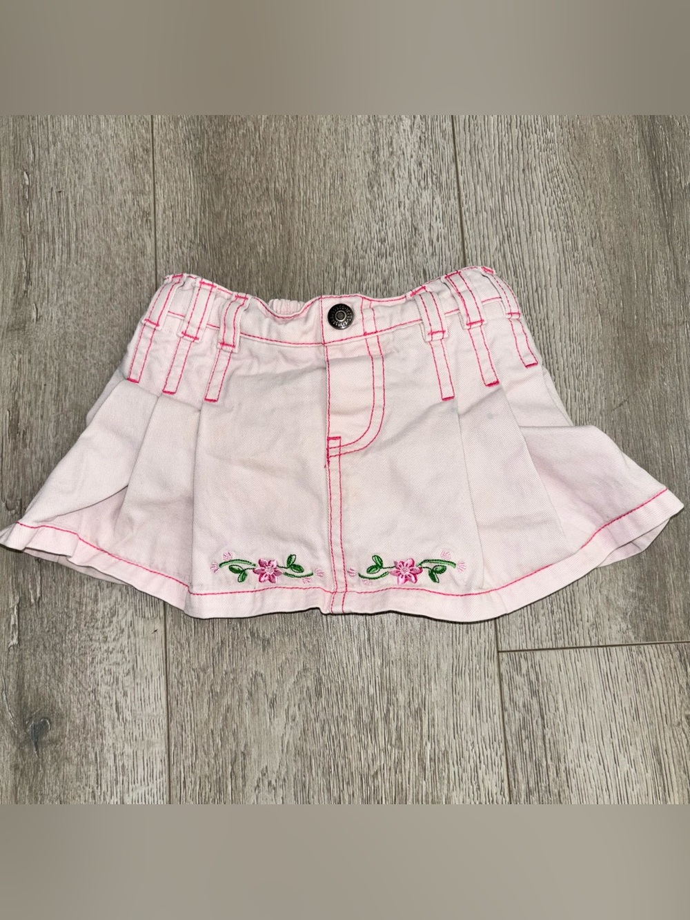Vintage Levi’s Pink Baby Girls Skirt Skort Size 18 Months Embroidered Flowers